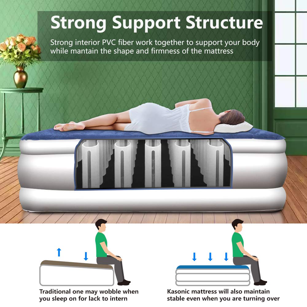 Kasonic Air Mattress Twin Size, Inflatable Airbed with Free Fitted