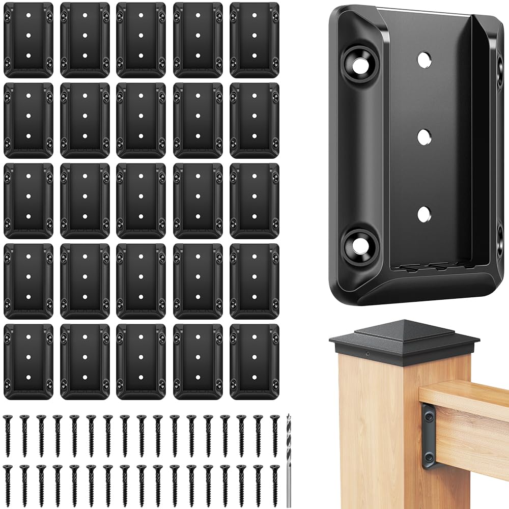 Photo 1 of DN Mate 40 PCS Deck Railing Bracket Connectors for 2x4 (Actual 1.5”x3.5”) Wood Deck Railing Post to Handrail, Stair Railing Connectors with Coated Wood Screws,Drill Bit, Fence Railing Brackets