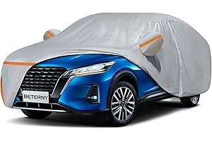 BETERNY Car Cover for 2016-2025 Nissan Kicks, Waterproof Custom-fit All Weather Sun Rain UV Dust Snow Protection Outdoor Kicks Full Car Cover with Door Zipper and Cotton Lining-Grey