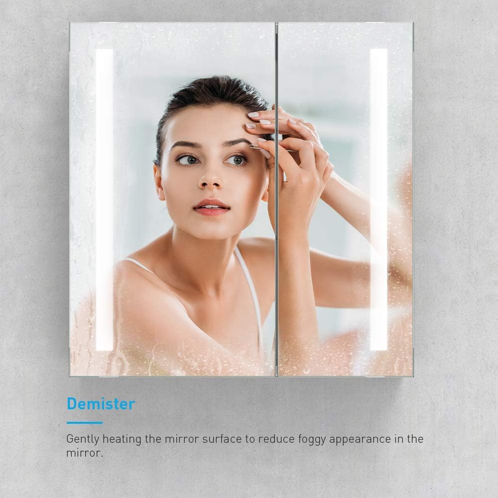Tokvon® Penumbra Smart Bathroom Mirror Cabinet with Demister, LED Light, Shaver Socket & USB Port - Image 5