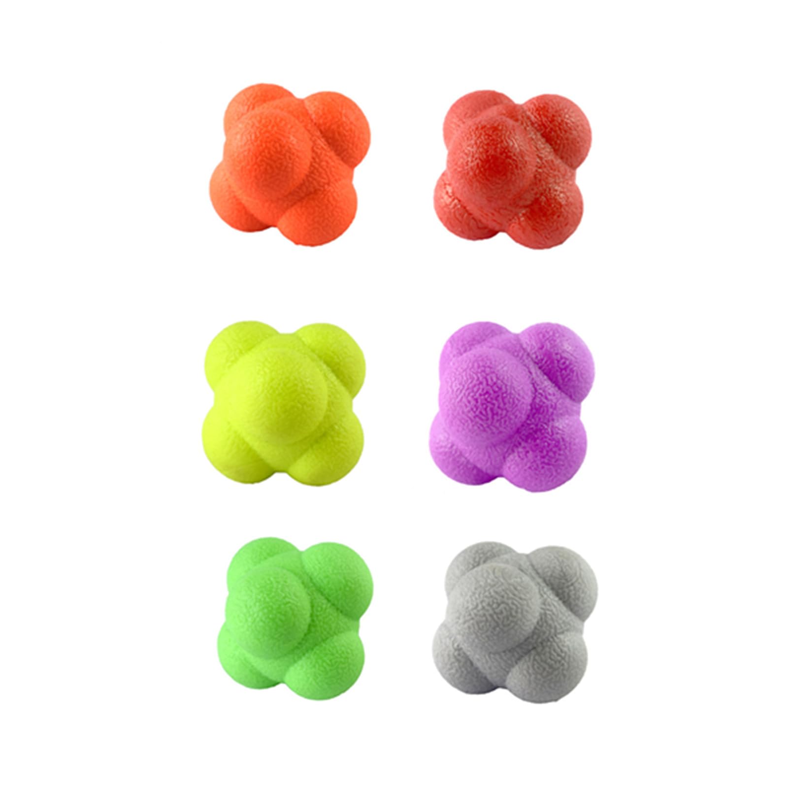 Teogneot Agility Reaction Reflex Ball Set - 6 Pcs, Assorted Colors (Red, Orange, Yellow, Purple, Green, Grey) - Improve Agility, Reflexes & Hand-Eye Coordination