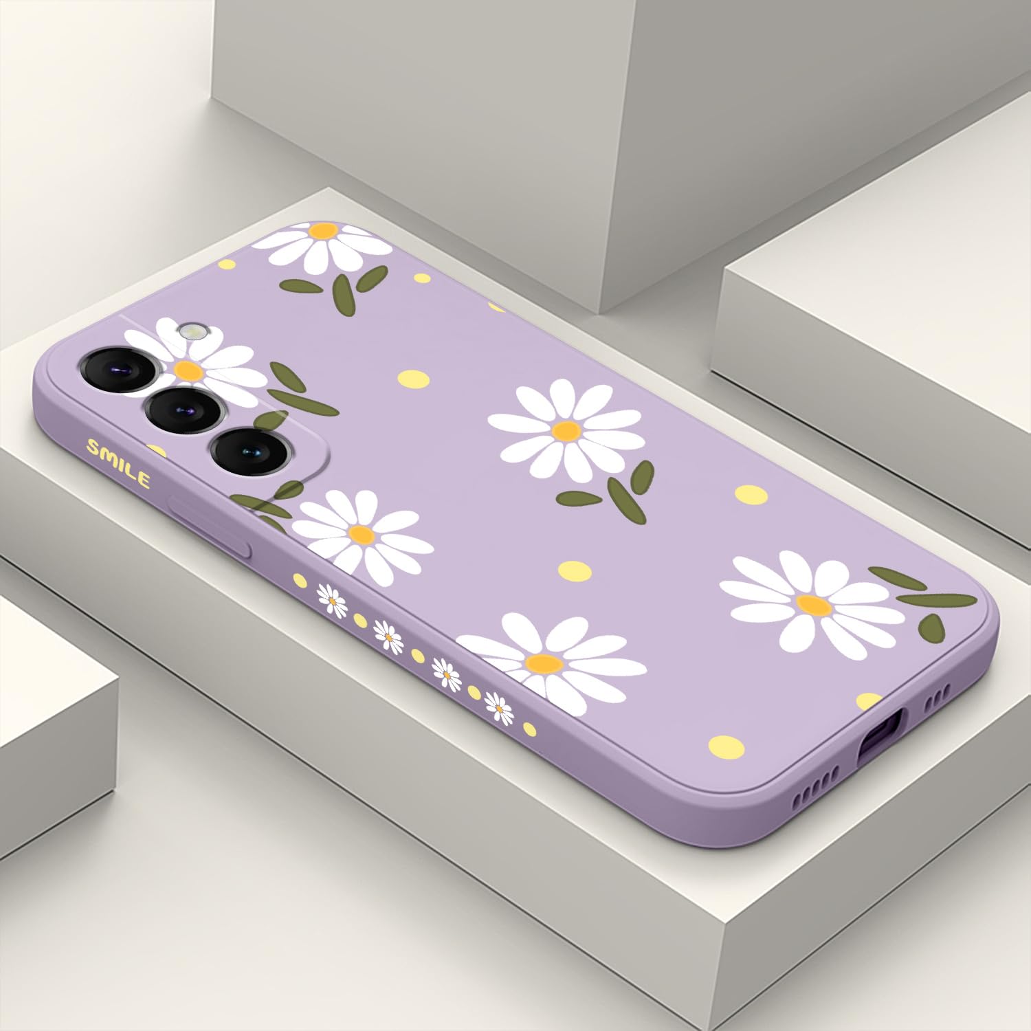 Photo 1 of LEECG for Samsung Galaxy S22 Case, for Samsung S22 Case Fashionable Flowers Designs Soft Silicone Drop Protective Fingerprint S22 Phone Cover-Daisy Purple