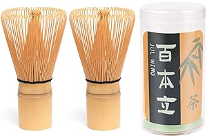 JUL WIND Matcha Whisk - 2-pack Bamboo matcha Whisk set, Handcrafted Traditional Japanese Chasen, 100-Prong Matcha Stirrer Wisk Mixer Brush for Authentic Matcha Tea Preparation