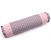 Edomi Round Neck Buckwheat Pillow, Neck Support Cervical Pillow for Side and Back Sleepers with Removable Washable Cover (16x4 inch, Grey&Pink)