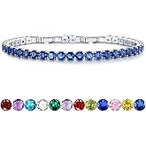 HEEYA Birthstone Jewelry for Women,White Gold Plated Birthstone Bracelets,Tennis Bracelets with Cubic Zirconia,Slider Rhinestone Bracelet,Birthday Christmas Jewelry Gifts for Wife Daughter Sister