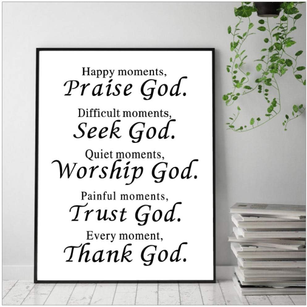 Every Moment Thank God Bible Verse Posters and Prints Wall Art Canvas Painting Wall Pictures Home Christian Religious Wall Decor/42x60cm-No Frame