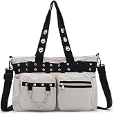 SUKUTU Goth Tote Bag for Women Corduroy Gothic Purse Large Punk Shoulder Bag for College Work Travel