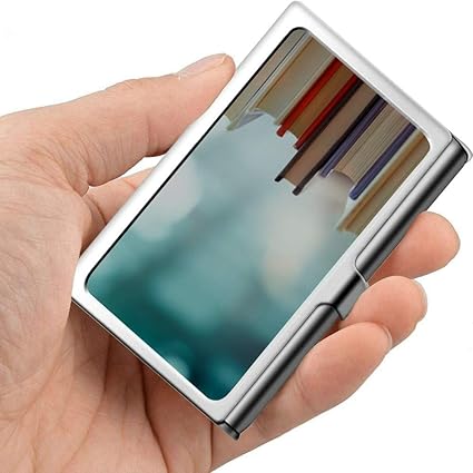 Tarjeta de visita de metal profesional Pila de libros Sala de