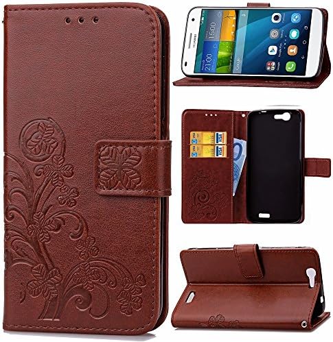 For cellphone Cases, PU Leather Wallet Case [Stand/Card Slot] with Wrist Strap Lanyard Flip Case Cover for Huawei Ascend G7 ( Color : Brown , Size : Huawei Ascend G7 )