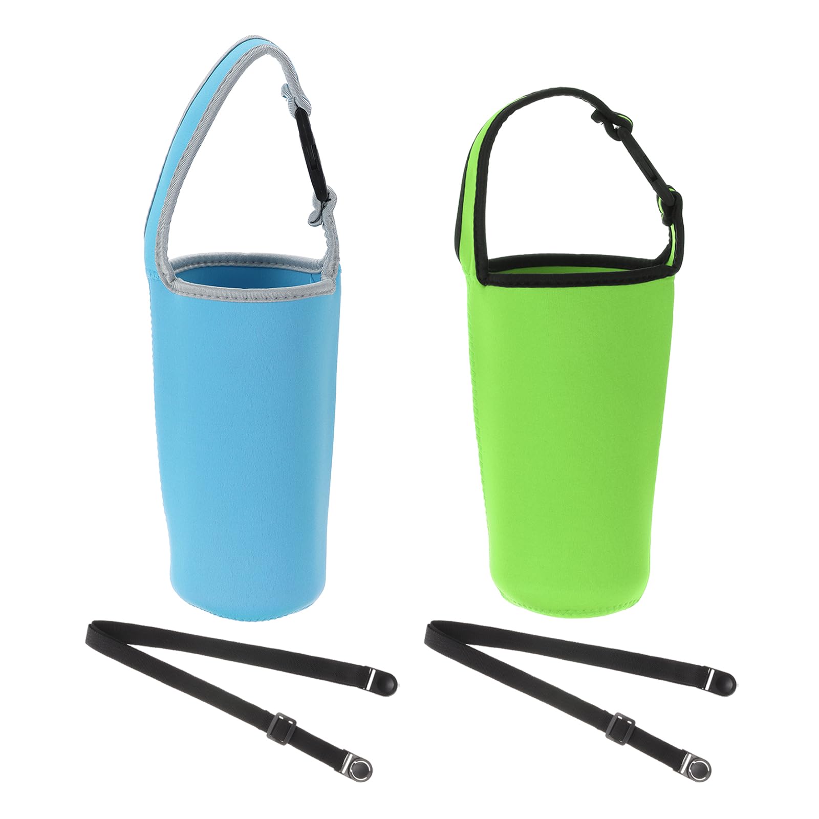PATIKIL 30oz Tumbler Carrier Holders with Shoulder Strap Set, 2 Pack Reusable Neoprene Insulated Coffee Mug Water Bottle Cap Tumbler Carrier Pouch Protector, Blue,Green