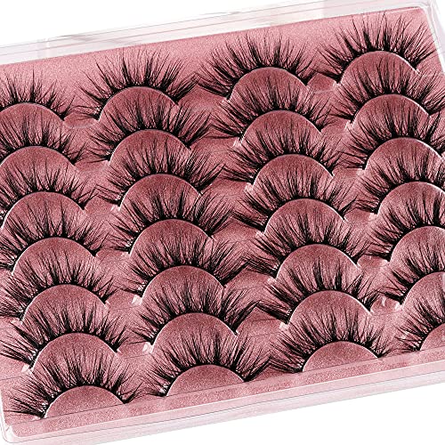 False Eyelashes Wispy Lashes Natural Look Eye Lashes Cat Eye Fake Eyelashes C-Curly False Lashes Volume Handmade Light Volume Eyelashes 14 Pairs Pack by zanlufly