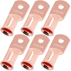 Swpeet 6Pcs 2/0 AWG - 1/4" (M6) Ring Terminals UL