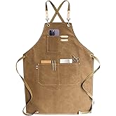 carrotez Chef Apron, Waterdrop Resistant Cotton Canvas Cross Back Adjustable Apron, M-XXL (Cappuccino Brown)