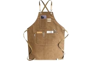 carrotez Chef Apron, Waterdrop Resistant Cotton Canvas Cross Back Adjustable Apron, M-XXL