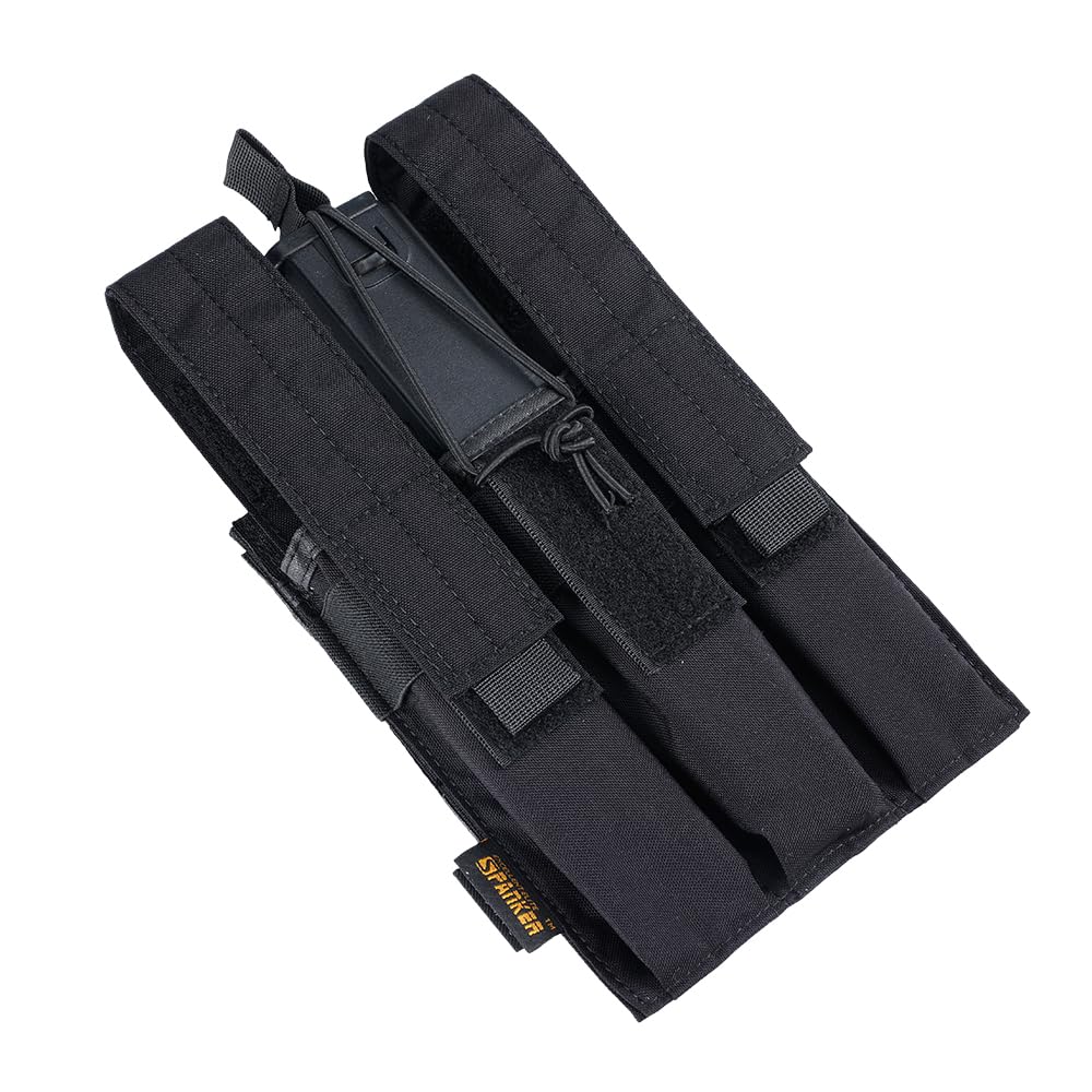 EXCELLENT ELITE SPANKER Tactical Open Top Single/Double/Triple Mag Pouch Mp7 Mag Pouch Molle Magazine Pouches(Triple-BLK)