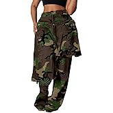 Kwunbwa Womens Ripped Jeans Baggy High Waisted Straight Wide Leg Asymmetrical Patchwork Distressed Y2K Denim Pants