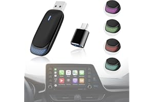 KEROLFFU 2in1 Wireless Carplay Adapter&Andriod Auto Adapter,Plug/Play Easy Setup Automatic Reconnect,Convert Wired to Wireless Car Play Dongle for Car 2016+ iPhone iOS 10+ Smartphone Android 11+