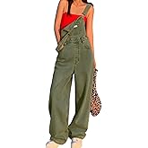 EMMIOL Women's Denim Overalls, Baggy Loose Fit Wide Leg Jumpsuit, 90s Vintage Style Overall with Adjustable Straps