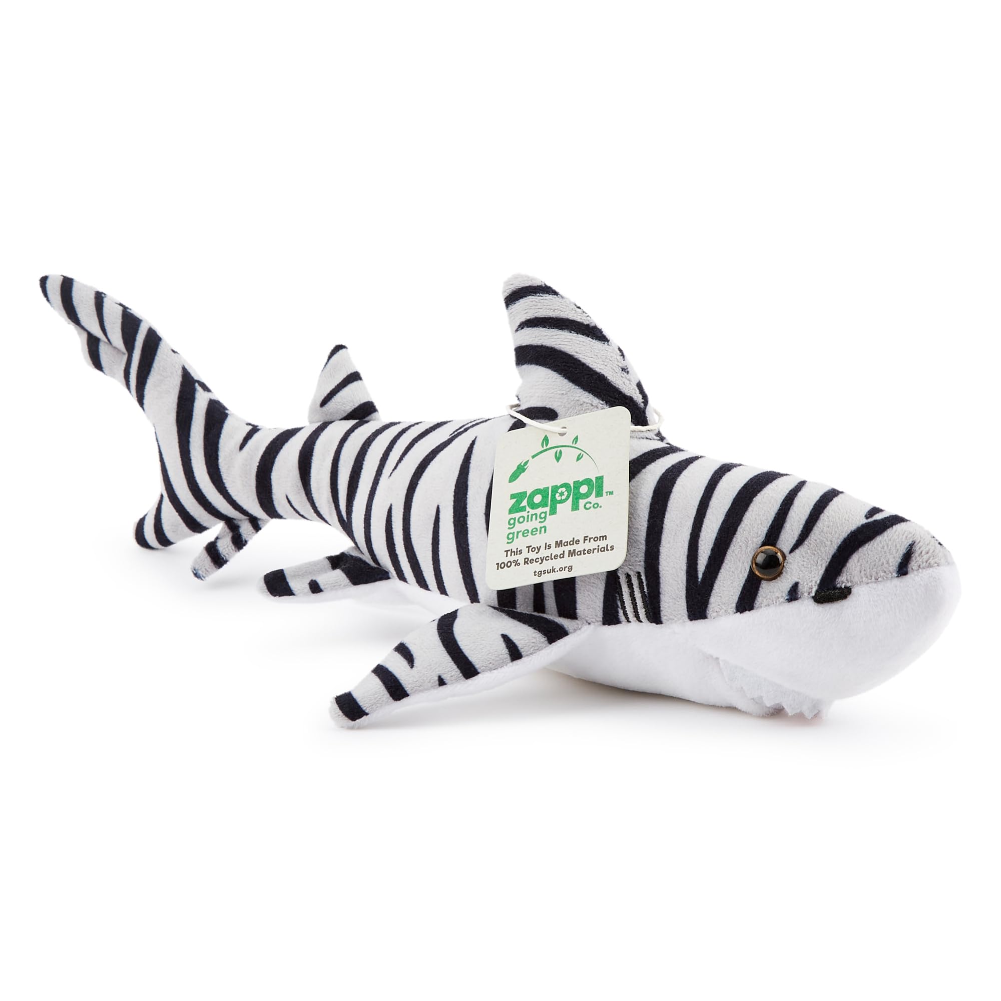 Zappi Co Ultra Soft Tiger Shark Plush Toy (33cm Length) - 100% Recycled, Eco-Friendly, Newborn Gift, Realistic Lifelike — image 1