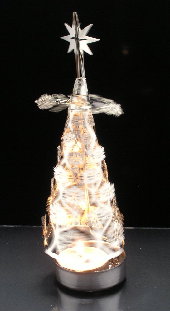 BANBERRY DESIGNS Spinning Christmas Tree Candle Holder with Snowflakes