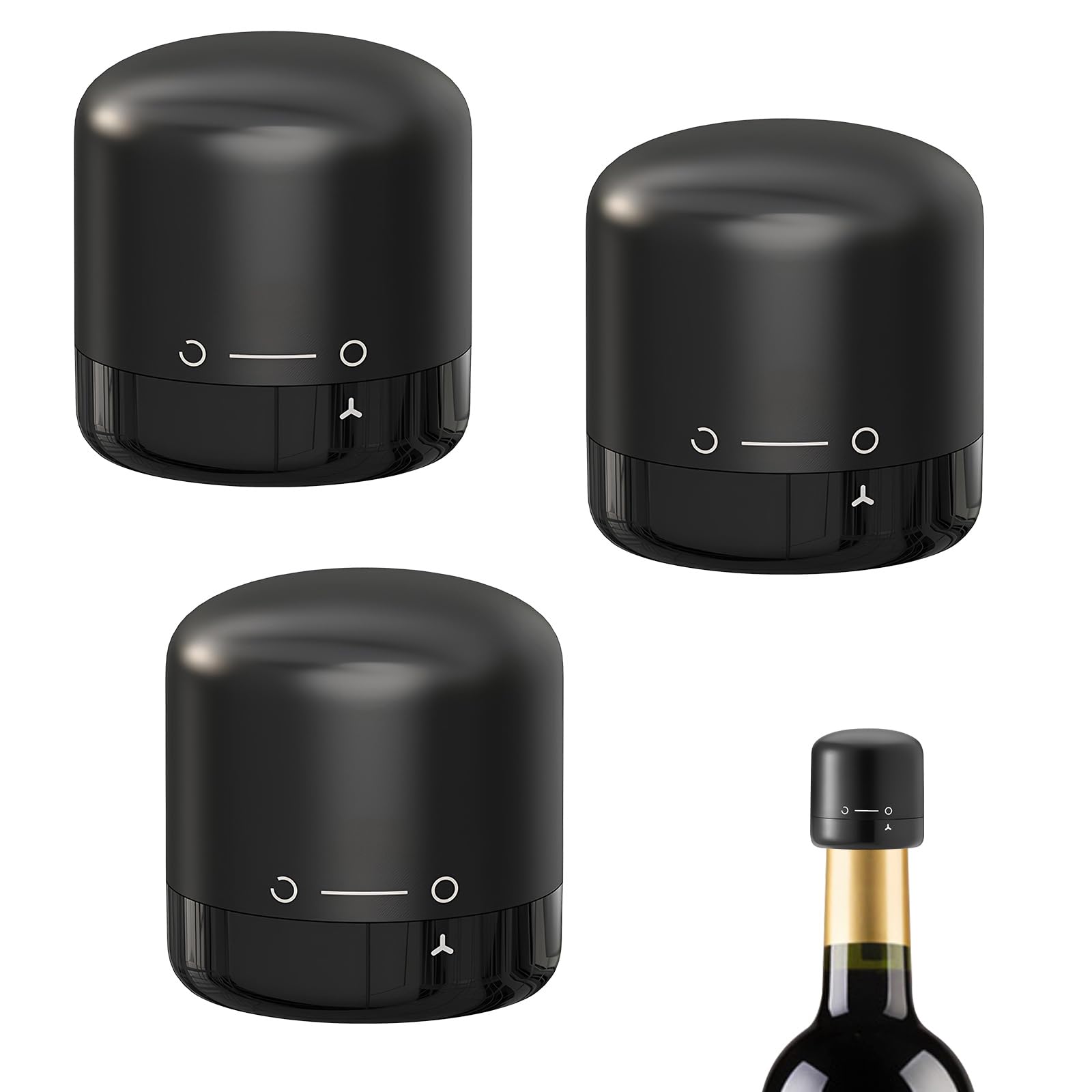 3 Pack Wine Bottle Stopper,Reusable Silicone Sealed Wine Bottle Stopper Wine Vacuum Stopper for Wine Vacuum Stopper Pump