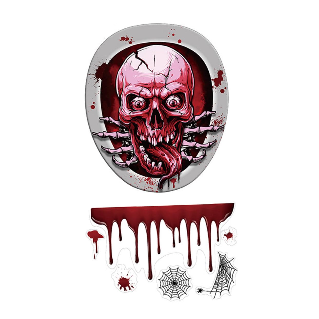Ciieeo Skeleton Toilet Sticker - Halloween Bloody Skull Decoration 40Cm X 30Cm PVC Horror Toilet Decal for Spooky Bathroom Decor
