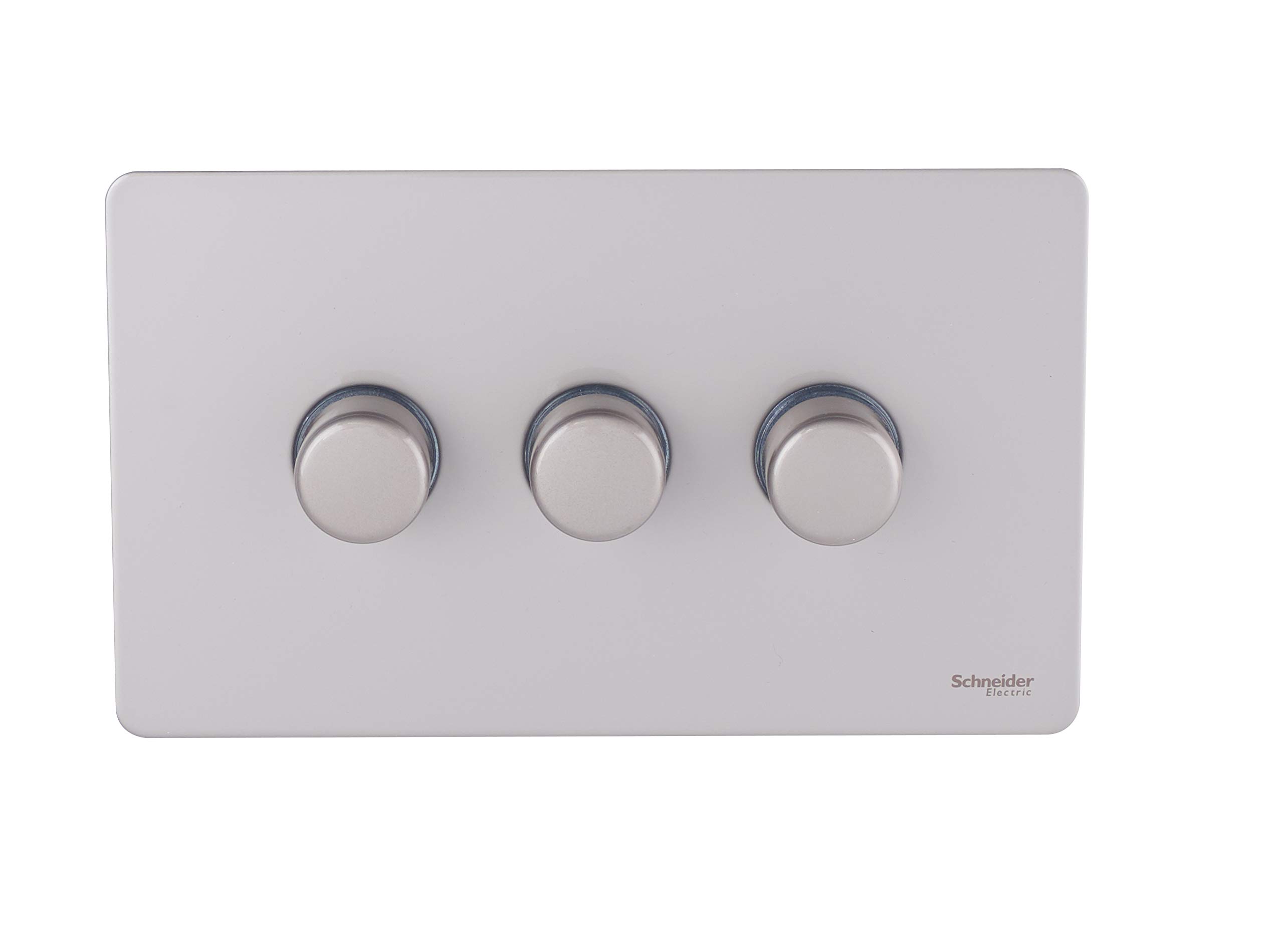 Schneider Electric Ultimate Screwless Flat Plate - 3 Gang 2 Way LED Dimmer Light Switch, 75W/VA, GU6432LPN, Pearl Nickel