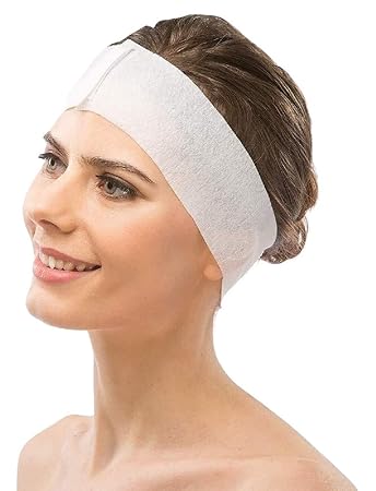 UNIGESTION Parlour/Spa/Body Massage/Hair Dye/Facial/Disposable Head Band/Head Cover Women -30/Pack - White