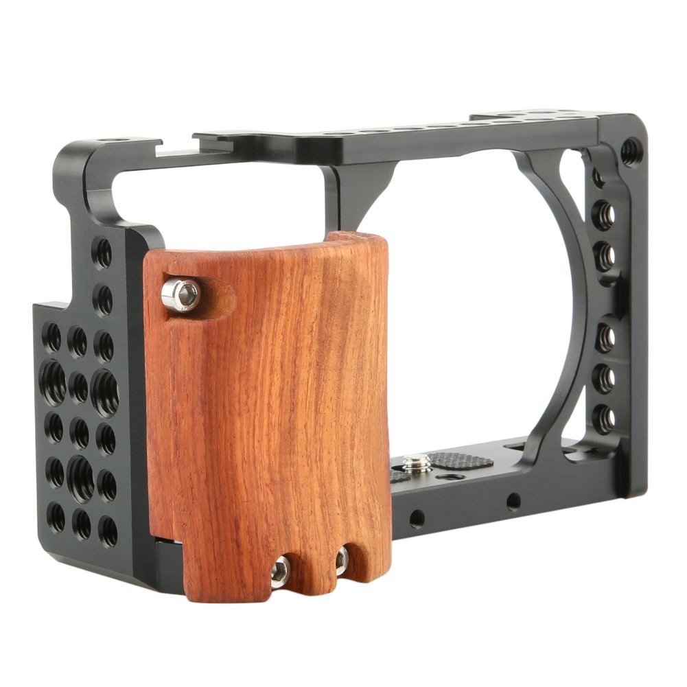 Photo 1 of NICEYRIG Cage Kit for Sony Alpha A6300 /A6400/ A6100/A6000, with Wooden Handgrip - 109
