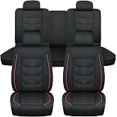 Nilight Car Seat Covers Custom Fit 2007-2024 Jeep Wrangler JK JL 4-Door | Waterproof Faux Leather Cushion Full Set W/ Split Bench 40/60 For Unlimited Sahara Rubicon Willys Chief Moab Trucks