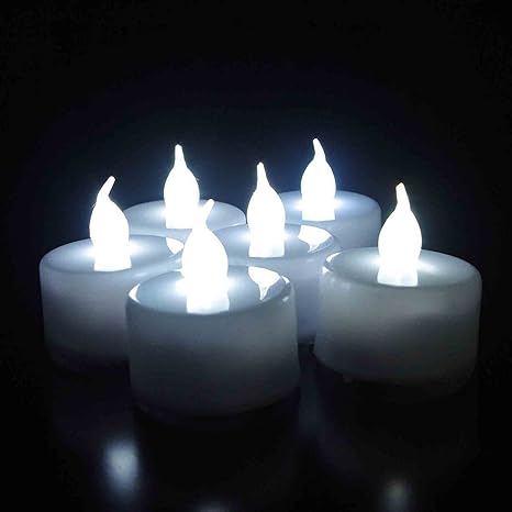 Goyal Flameless Led Tea Light Battery-Powered Flameless LED Flickering Flicker Tealight Candles Wedding Party Table Decoration (Pack of 24) Cool White TL3-24