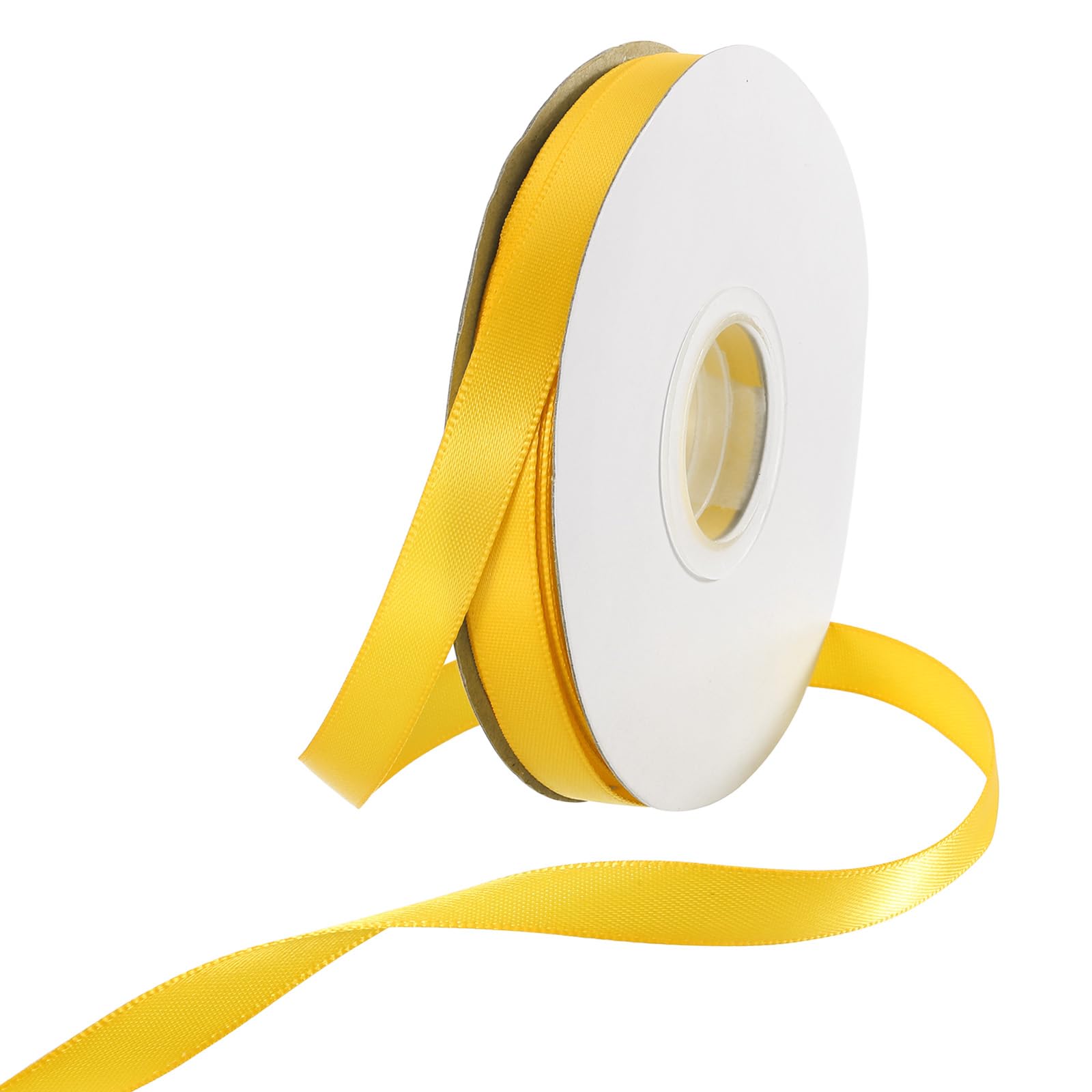 Rebower 10mm Satin Ribbon 91m Thick Double Face Grosgrain Silk Ribbon, [for Gift Wrapping, Hair Bows, Wedding, Cake, Flower] - 100 Yard/300ft/ Olive Yellow