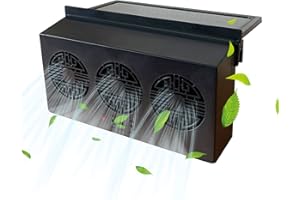 EOHMAK Car Exhaust Fan Solar Power Car Window Exhaust Fan Auto Ventilation Fan Car Radiator Cooling Fan with Three Air Outlet Car Vent Cooler Solar Vent Fan for Car (Black-Type A)