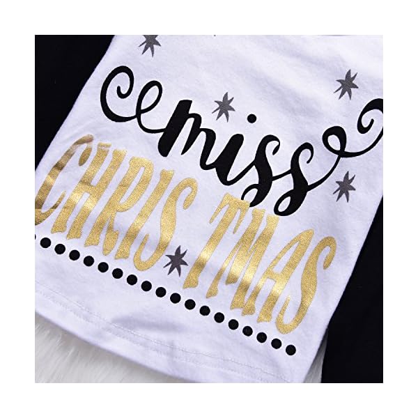 3Pcs Baby Gilrs Christmas Star Letters T-shirt Top+Long Dot Bronzing Pant+Headband Warm Outfit - Image 7