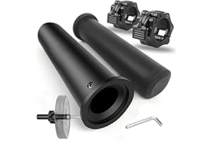 NewBEP 2PCS Olympic Adapter Sleeve 7.8" with Olympic Barbell Clamps 2", Converts 1" Standard Weight Plate Posts to 2" Olympic Weight Plate Posts, Removable end Cap