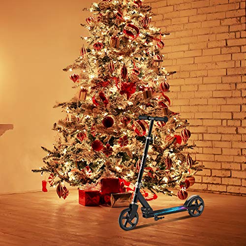 ENKEEO Kick Scooters with 220 lbs Capacity, Scooters for Adults Height Adjustable Handlebar and Over Large Wheels, Smart Brake System, Folding Commuter Scooter for Teens, Adult (Black) - Thumbnail 3
