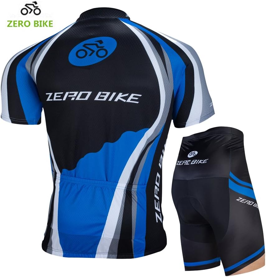 ZEROBIKE Men's Short Sleeve Breathable Cycling Jersey Padded Pant Outdoor Sports Wear Breathable Quick Dry: Clothing