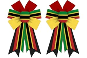 Threetols 2 Pack Juneteenth Wreath Bows, Black History Month Bows for Wreath Red Green Black Stripe Decoration Bows for Indoor Outdoor Home Juneteenth Freedom Party DIY Craft Wreath Bow Decor