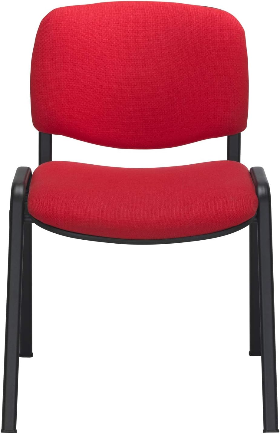 Office Hippo Heavy Duty Stackable Reception Chair, Black Frame, Fabric, Red, Pack of 4 - Image 3