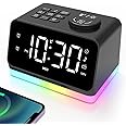 AFEXOA Alarm Clock Radio for Bedroom, Glow Small Digital Clock Radio with 8 Color Night Light & Display, USB Ports, Dimmer, Timer, Sound Machine, Loud FM Radio Alarm Clock for Adults Seniors Kids