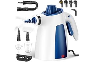 LIKZEST Steam Cleaner, Pressurized Handheld Multi-Surface Natural Steam Cleaner with 12 PCS Accessories & Safety Lock, 350ML Large Capacity, Steamer for Car, Home, Upholstery, Kitchen, Window, Grime, Grease