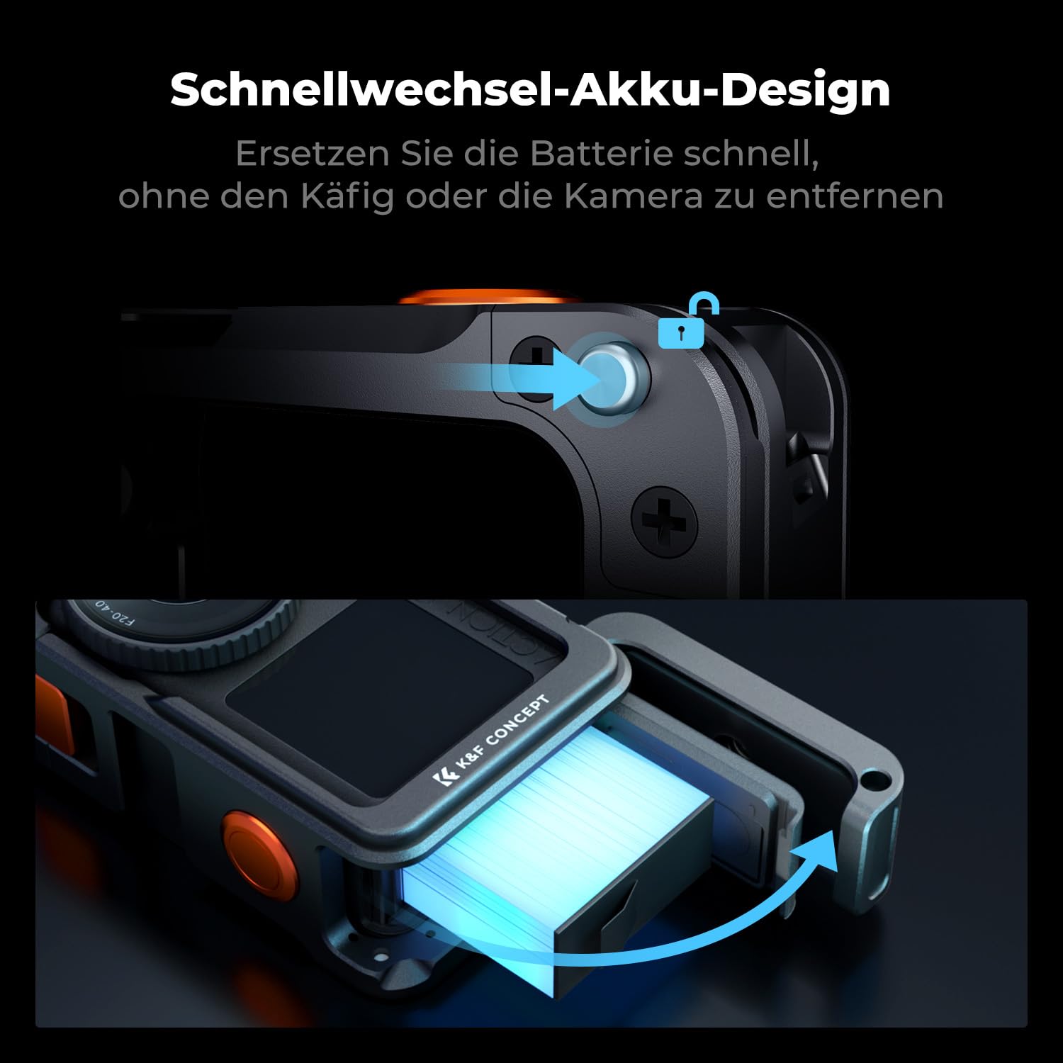 K&F CONCEPT Street Grip Kit mit Käfig, Kamera Griffhalter Set für DJI Osmo Action 6, Schnellverschluss Street Photography Griff mit Auslöser, Blitzschuh, Action Kamera Zubehör 3