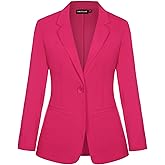 MINTLIMIT Blazer Jacket for Women 2023 Fashion Long Sleeve Button Loose Fitting Pockets Blazers for Work Office (Hot Pink, XL )
