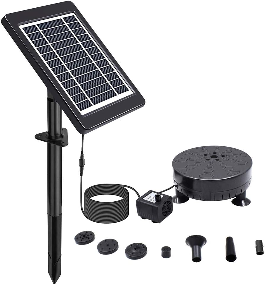 Wilove 3.5W Solar Fountain Pump Built-in 1800mAh Battery Solar Water Pump Floating Fountain, with 7 Nozzles, for Bird Bath, Fish Tank, Pond or Garden Decoration Solar Aerator Pump