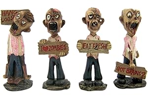 DWK Home Originality Gruesome Foursome Mini Zombie Statues with Signs, Set of 4, 3 3/4 Inch