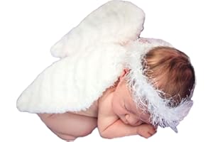 Nishine 2 PACK White Newborn Fuzzy Feather Angel Wings + Headband Set for Baby Cosplay Girls Costume Photography