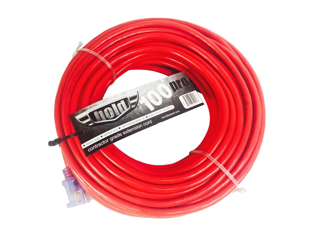 Bold 50016 Contractor Grade 12 Gauge Extension Cord, 100', Red