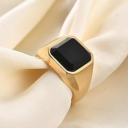 MYNENEY 14K Gold/Silver/Black Plated Square Signet