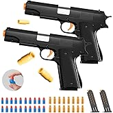 2Pack M1911 EVA Soft Foam Ejection Toy Blaster, Shooting with Foam Darts, Shooting Games, Backyard Fun and Outdoor Games, Education Toy Model for Boys Girls Halloween Christmas Ages 8+ (Black+Black)