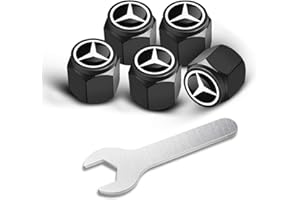 AUTSOP Tire Valve Stem Caps for Mercedes Benz A C E S Class GLA GLC GLE GLK GLS CLA CLS SLK AMG Accessories,5 Pack Copper Tire Valve Caps with Leakproof Rubber O-Rings